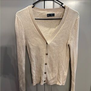 GAP Women's Cream Ribbed Cardigan Sweater S